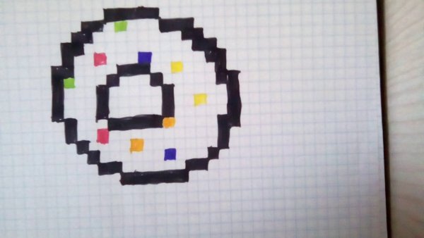 Рисовать по клеточкам пончик