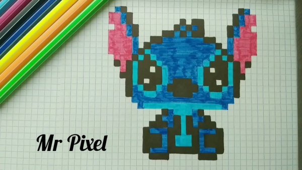 Рисунки по клеточкам Стича в тетради