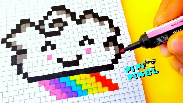 Кавай по клеточкам в тетради