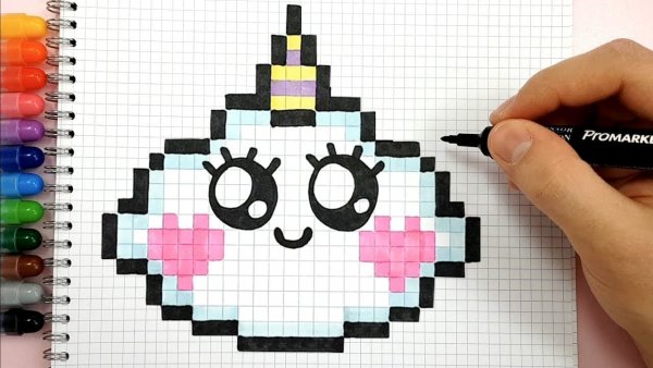 Кавайные рисунки по клеточкам маленькие