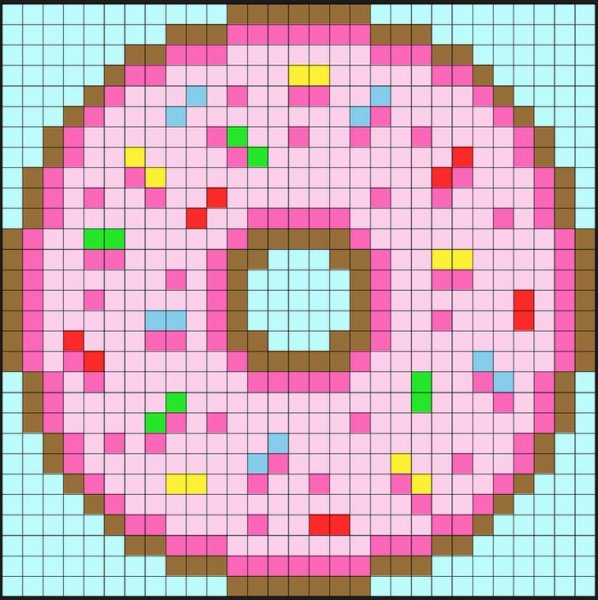 Пончик по клеточкам в тетради