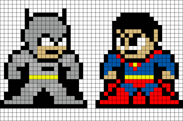 Рисунки супергероев по клеткам