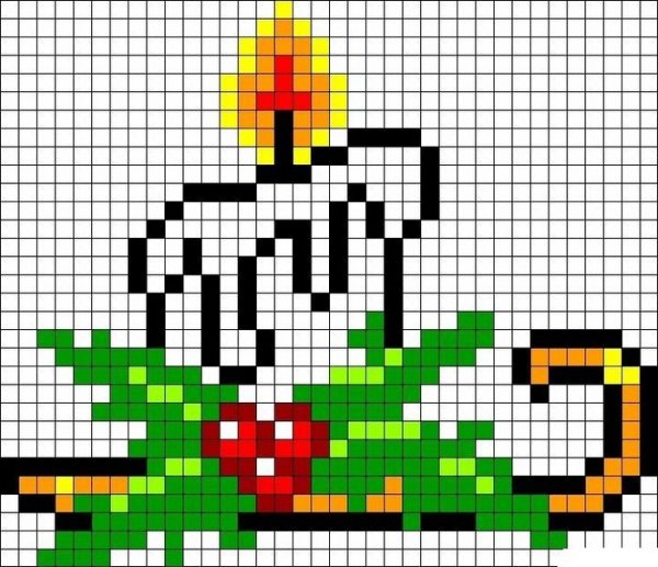 Рисунки по клеточкам новогодние