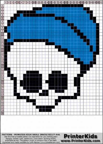 Череп по клеточкам в тет