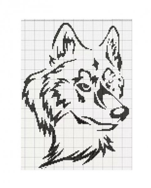 Голова волка по клеточкам