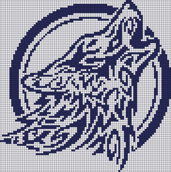 Волк по клеточкам в тетради