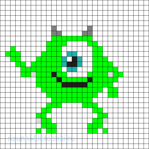 Маленький монстрик по клеточкам в тетради