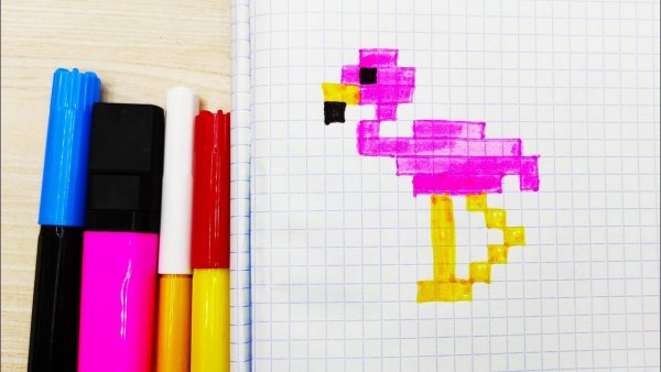 Фламинго по клеточкам маленькое