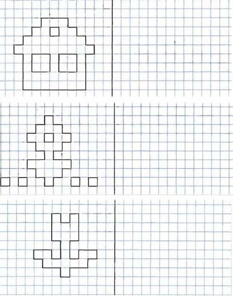 Рисунки по клеточкам для детей
