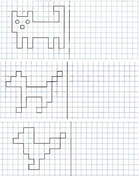 Фигуры в клеточках для дошкольников