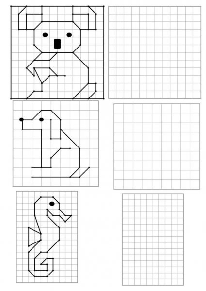 Рисунки по клеточкам для малышей