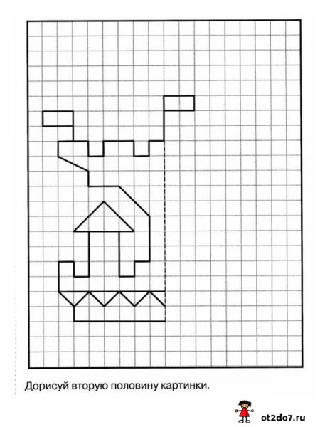 Срисуй по клеточкам для детей