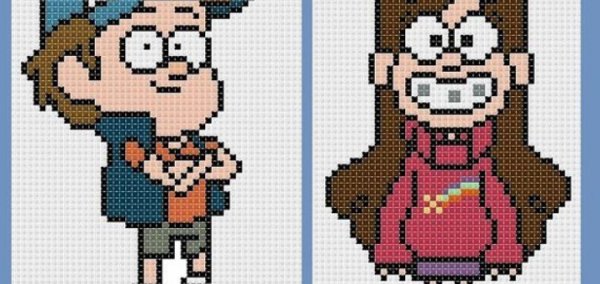 Диппер и Мейбл по клеточкам