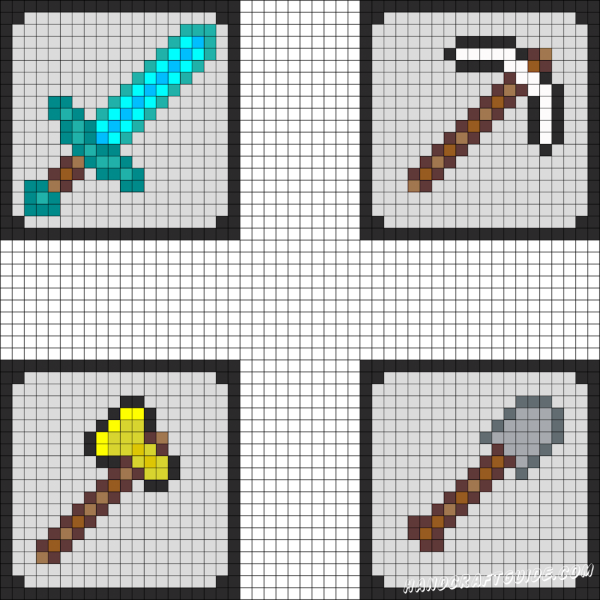 Рисунки по клеткам из МАЙНКРАФТА