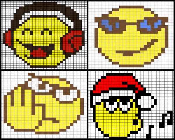 Рисунки по клеткам смайлики