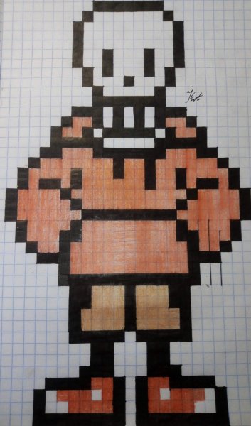 Андертейл по клеточкам в тетради