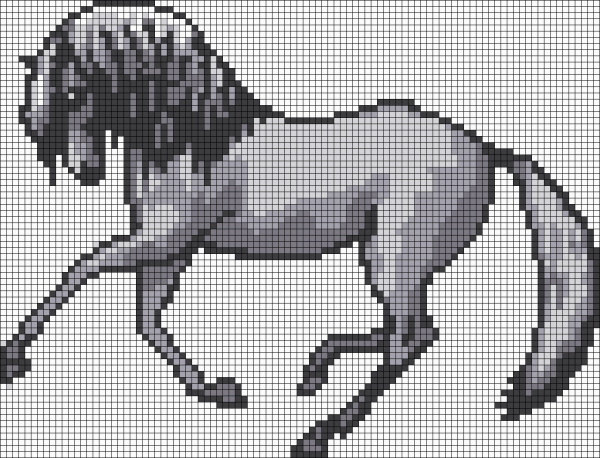Рисунки по клеткам лошадь