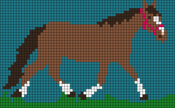 Рисование по клеточкам конь