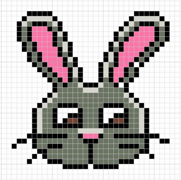 Рисунки по клеткам зайчик