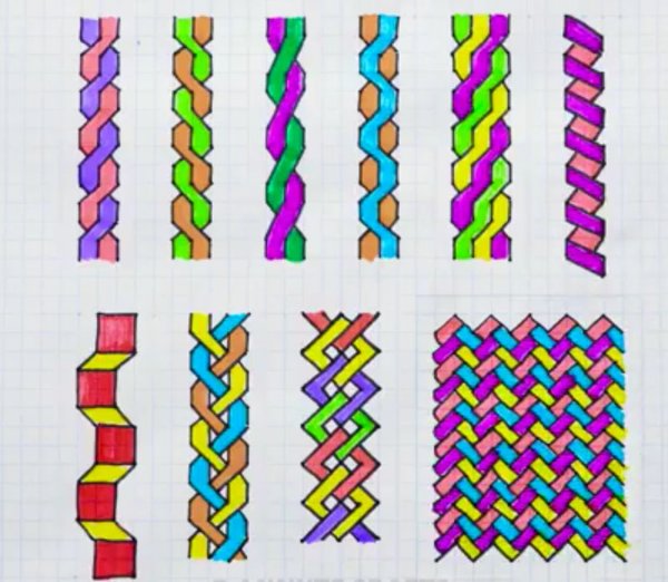 Рисунки по клеткам косички