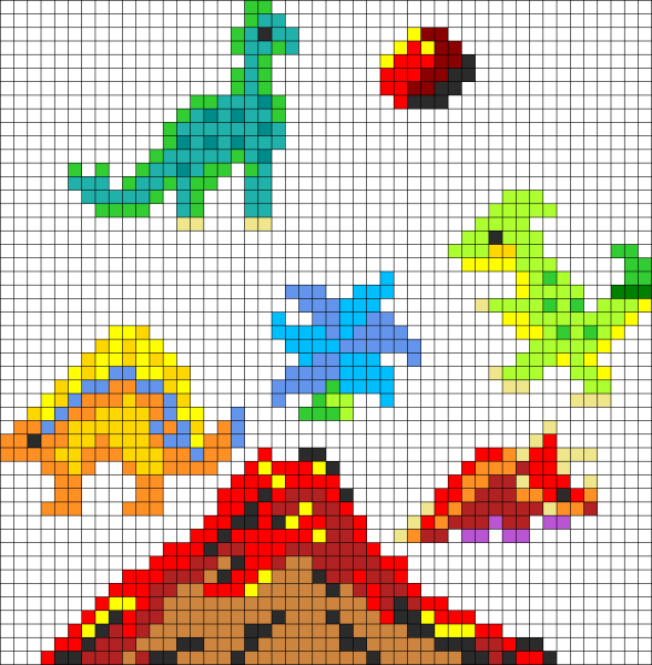 Рисование по клеточкам динозавр