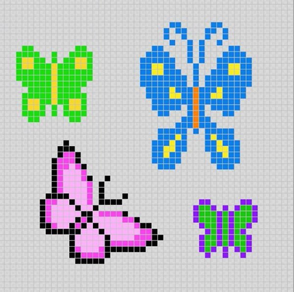 Маленькие бабочки по клеточкам