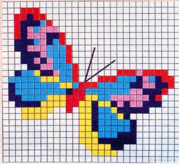 Маленькие бабочки по клеточкам