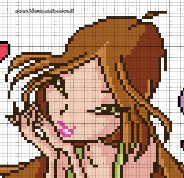 Винкс по клеточкам в тетради