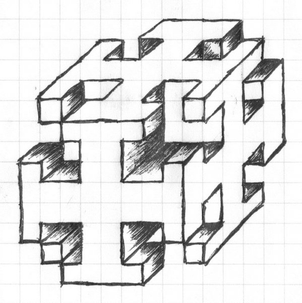 Объемный крест по клеточкам