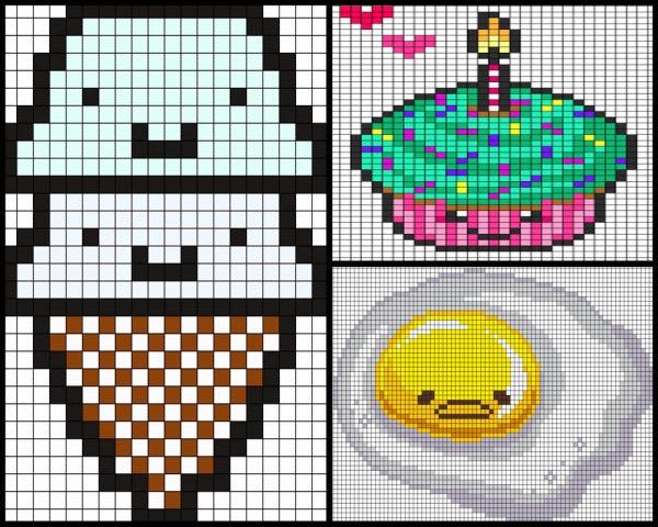 Рисунки по клеточкам еда