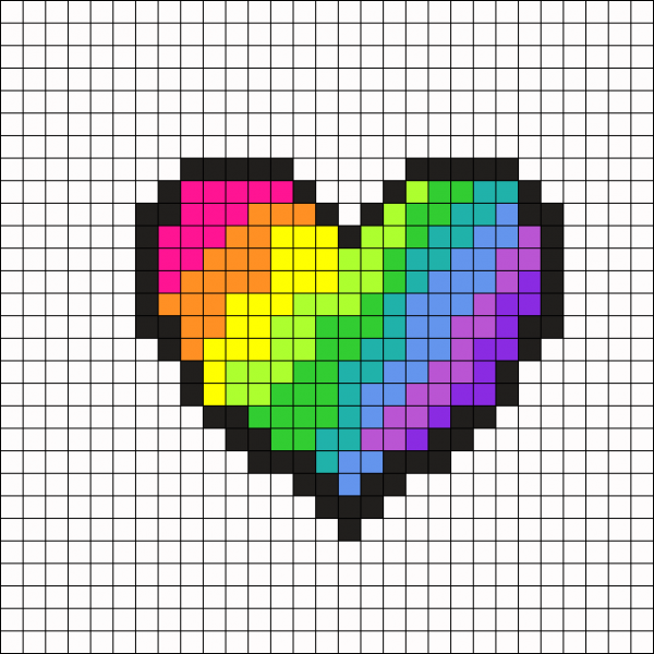 Пиксельное сердечко Радужное