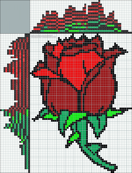 Роза рисование по клеткам