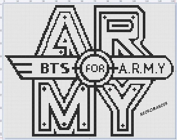 Вышивание крестиком схемки БТС