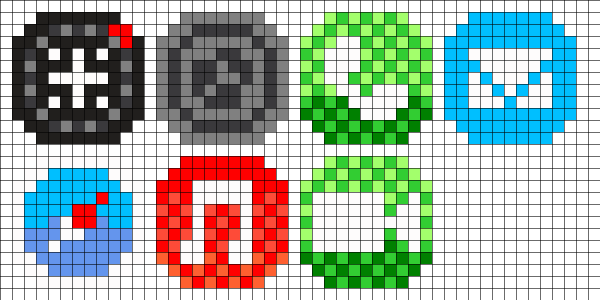 Значки приложений по клеточкам