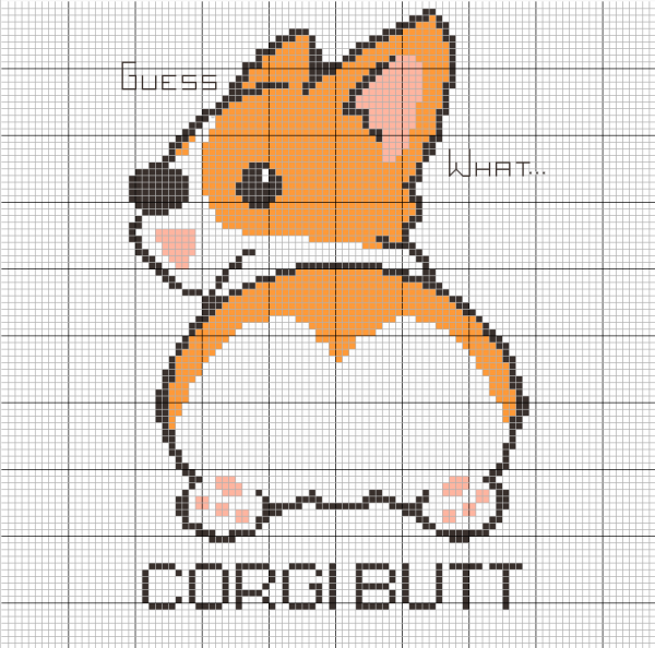 Маленький корги крестиком вышивка