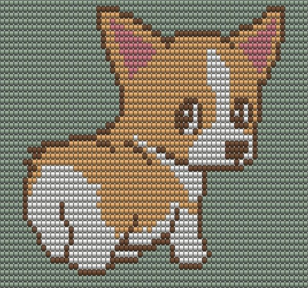 Маленький корги крестиком вышивка