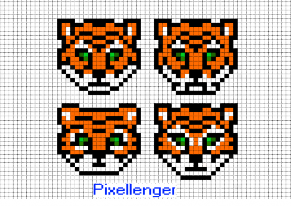 Тигр по клеточкам в тетради