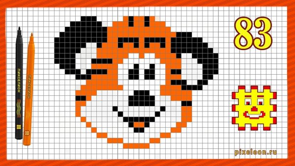 Рисование по клеточкам тигр