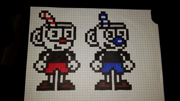 Капхед рисовать по клеточкам