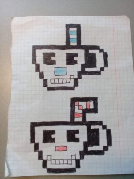 Капхед рисовать по клеточкам