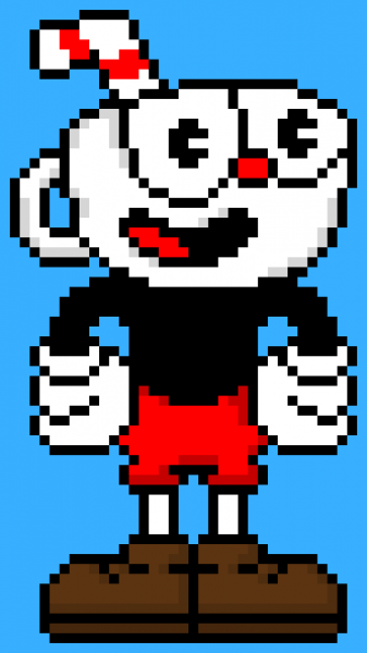Cuphead пиксель арт по клеточкам