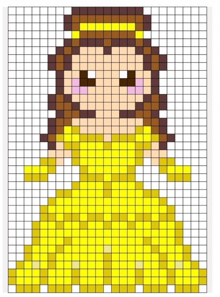 Рисование по клеточкам принцессы Диснея