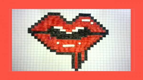 Губы по клеточкам в тетради