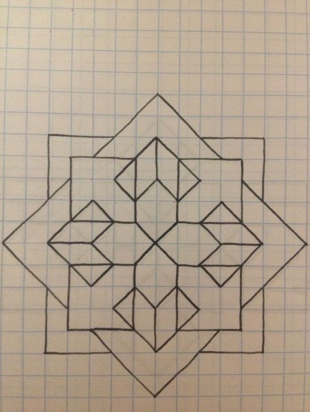 Узоры ручкой в тетради по клеточкам
