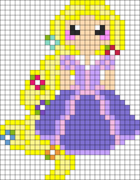 Рисование по клеточкам в тетради принцесса