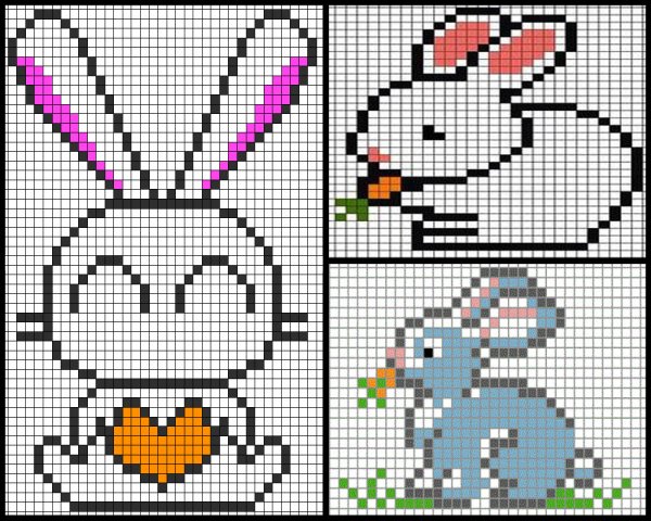 Рисунки по клеточкам лёгкие звери