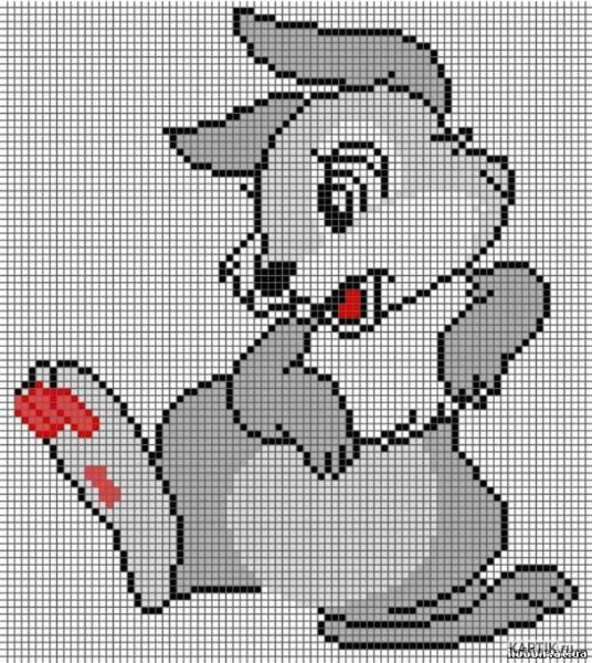 Рисунки по клеточкам заяц