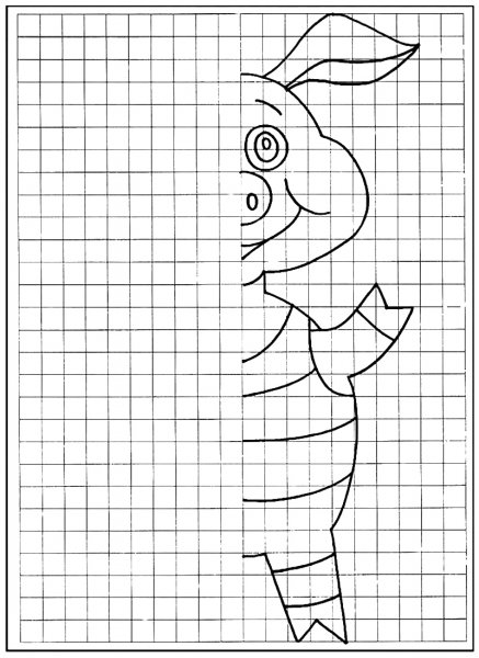 Зеркальное рисование по клеточкам для дошкольников