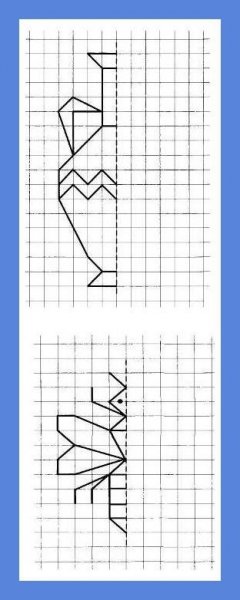 Симметрия для дошкольников по клеточкам