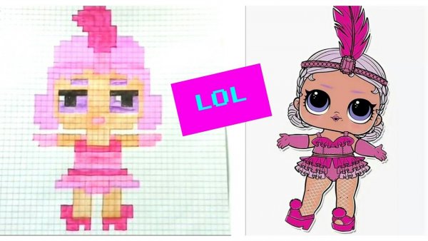 Кукла ЛОЛ по клеточкам в тетради